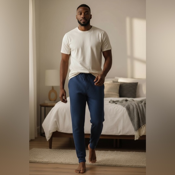 GAP Festive Men’s Holiday Pajama Set - Navy and Red - Picture 2 of 5